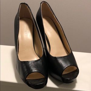 Black Toe-Peek High Heels